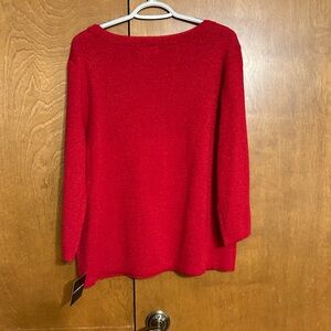 NWT Liz Claiborne holiday red shimmery  sweater size L get it for Valentines Day